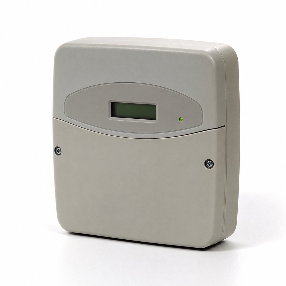 The Meridian Comfort Box, Model H: a beige wall-mounted climate unit with a small display and a single green LED.